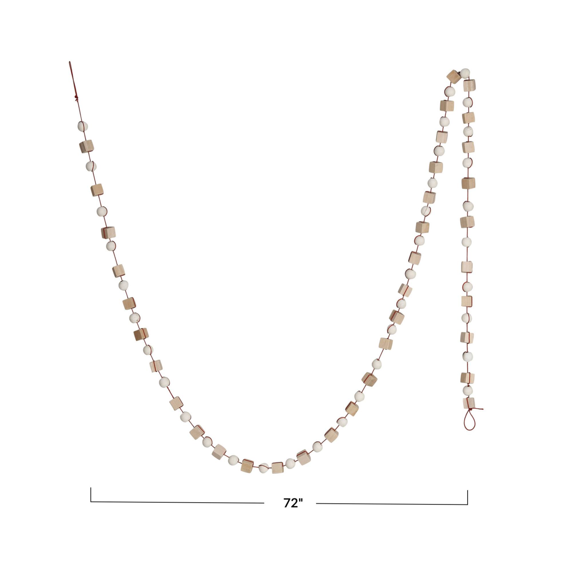 Hello Honey® 6ft. Paulownia Wood Mixed Shapes Beads & Red String Garland